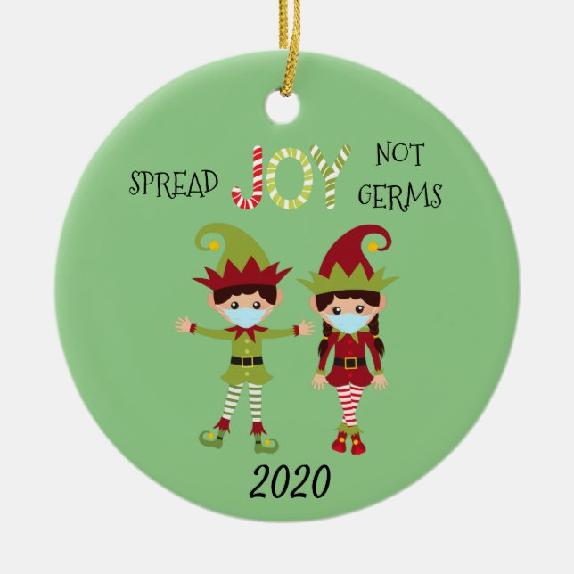 Christmas Spread Joy not Germs Elf 2020 Ceramic Ornament (Front)