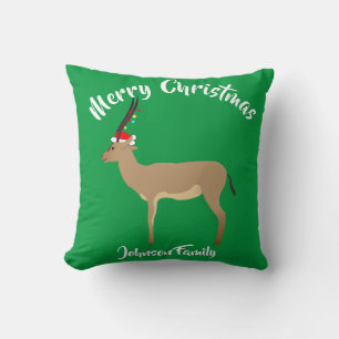 Christmas Springbok Throw Pillow