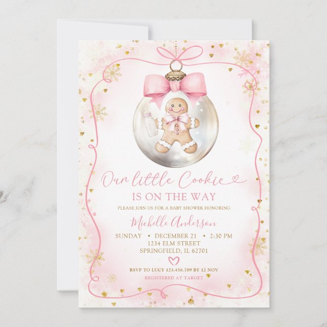 Christmas Sprinkled Little Cookie On The Way Baby Invitation (Front)