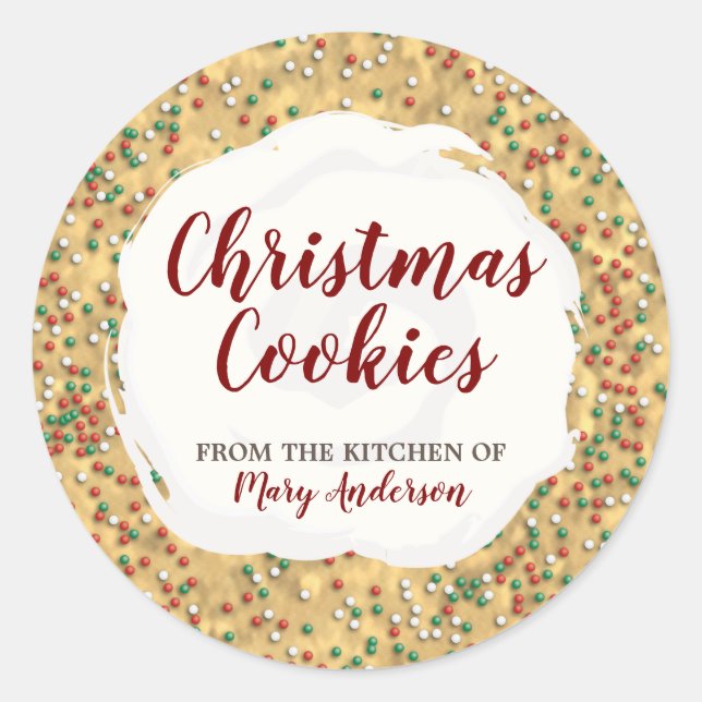 Christmas Sprinkles Cookie Custom Label Stickers (Front)