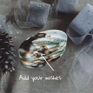 Christmas spruce branch and winter lights paperweight