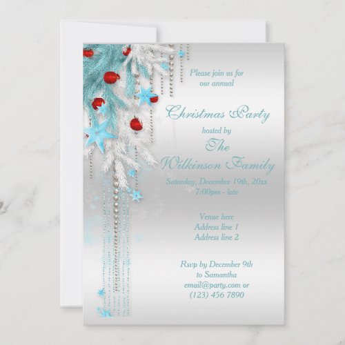 Christmas Spruce Branch Decoration Christmas Party Invitation