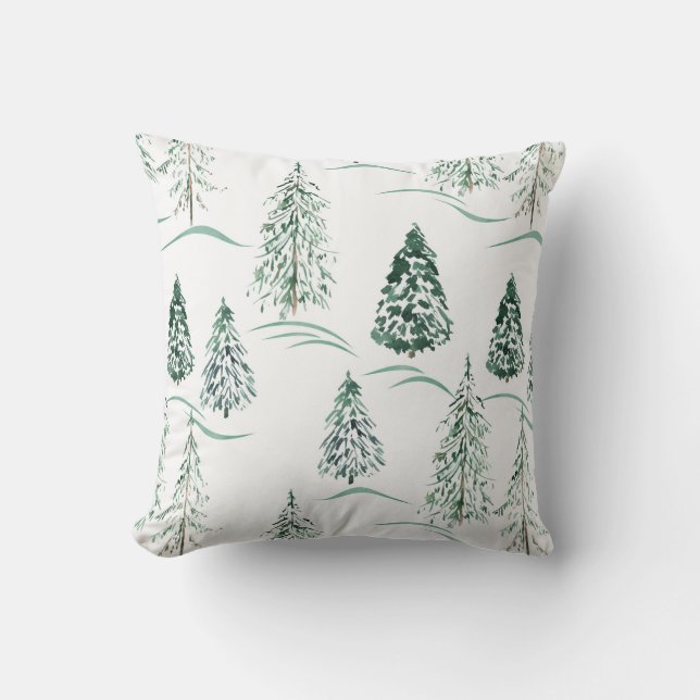Christmas, spruce, Christmas tree, forest, snow, Throw Pillow (Front)