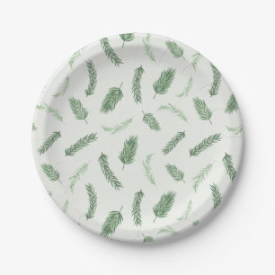 Christmas Spruce Pattern Holiday Party Paper Plates