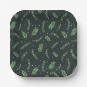 Christmas Spruce Pattern Holiday Party Paper Plates