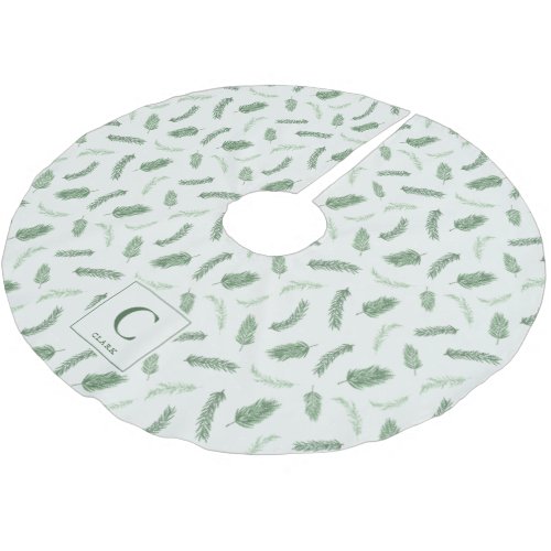 Christmas Spruce Pattern Monogrammed Brushed Polyester Tree Skirt