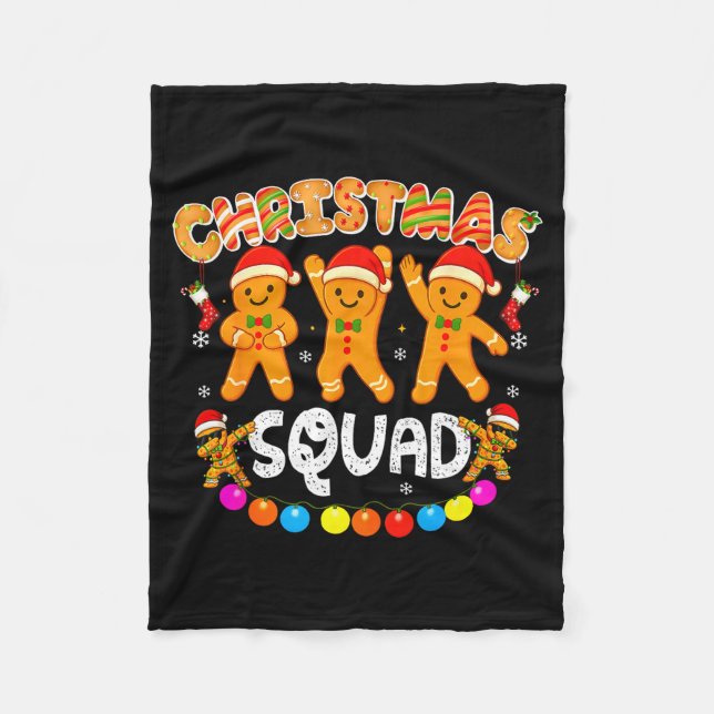 Christmas Squad Funny Xmas Gingerbread Family Matc Fleece Blanket (Front)