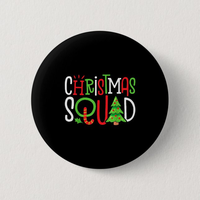 Christmas Squad Funny Xmas Tree Family Matching Pa Button (Front)