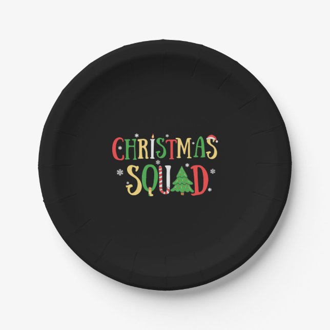 Christmas Squad Funny Xmas Tree Paper Plates (Front)