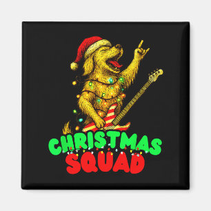 Christmas Squad Golden Retriever Dog Playing Guita Magnet