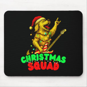 Christmas Squad Golden Retriever Dog Playing Guita Mouse Pad
