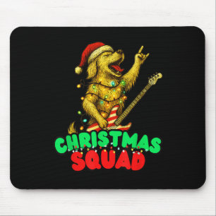Christmas Squad Golden Retriever Dog Playing Guita Mouse Pad