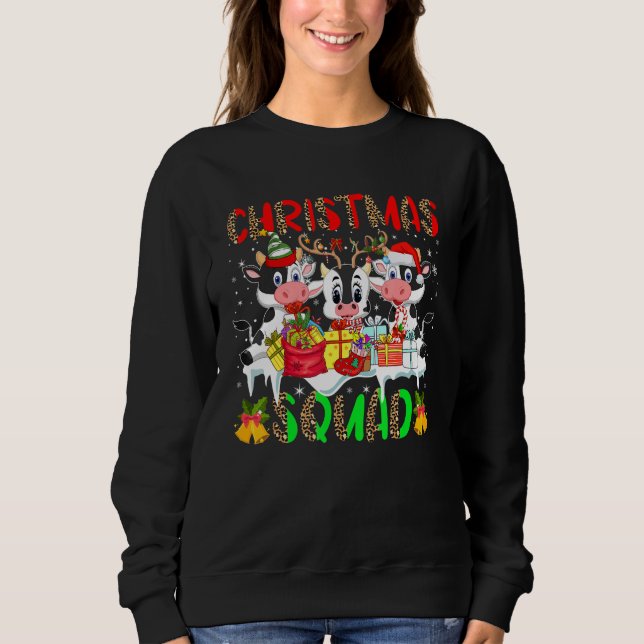 Christmas Squad Leopard Three Santa Reindeer Elf C Sweatshirt (Front)