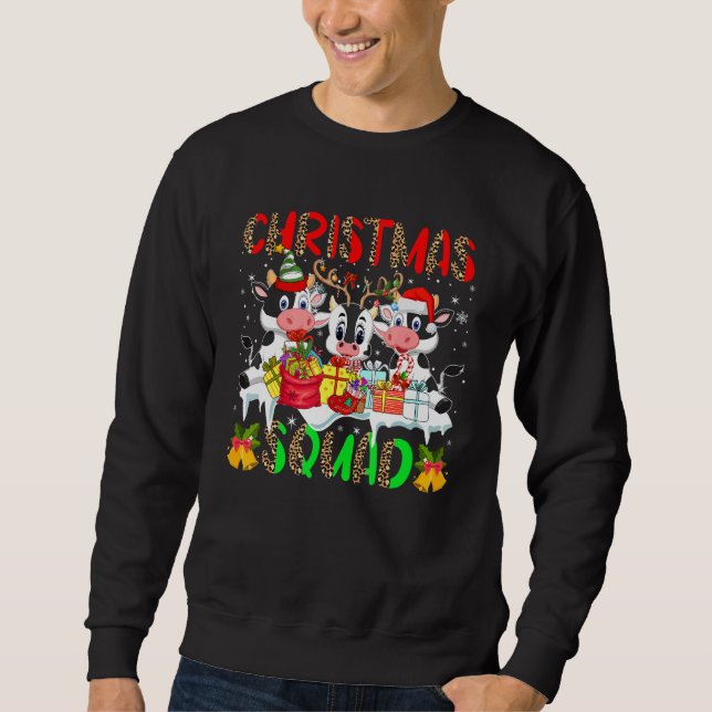 Christmas Squad Leopard Three Santa Reindeer Elf C Sweatshirt (Front)