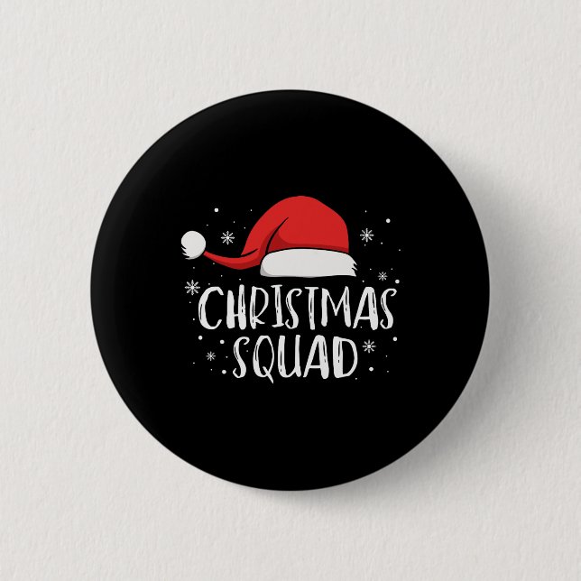 Christmas Squad Light Red Santa Hat Family Matchin Button (Front)