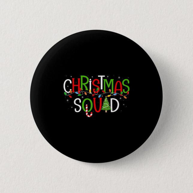 Christmas Squad Matching Family Group Santa Elf Sq Button (Front)