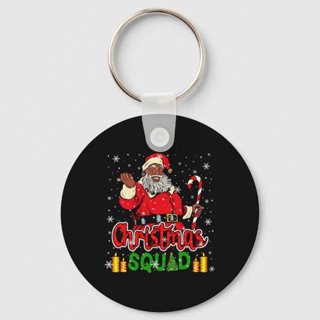 Christmas Squad Santa Afro Man Proud Black African Keychain (Front)