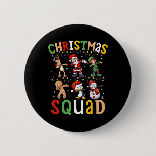 Christmas Squad Santa Dabbing Elf Family Matching  Button