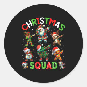 Christmas Squad Santa Dabbing Elf Family Matching Classic Round Sticker