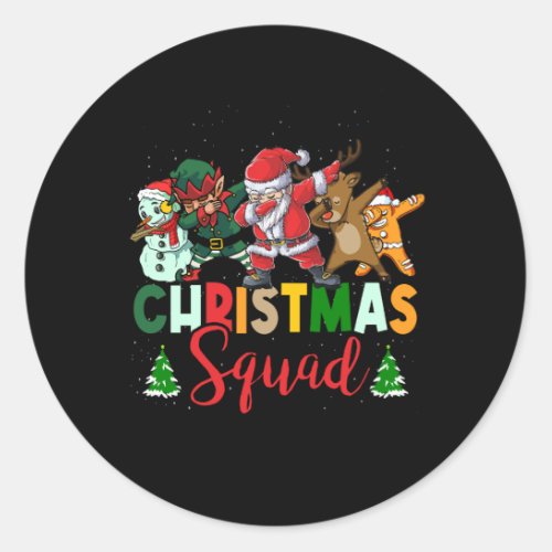 Christmas Squad Santa Dabbing Elf Family Matching  Classic Round Sticker