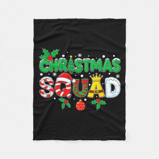 Christmas Squad Santa Dabbing Elf Family Matching  Fleece Blanket (Front)