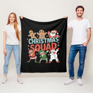 Christmas Squad Santa Dabbing Elf Family Matching Fleece Blanket