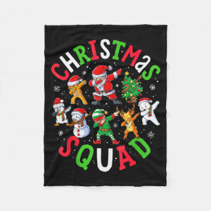 Christmas Squad Santa Dabbing Elf Family Matching Fleece Blanket