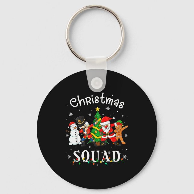 Christmas Squad Santa Dabbing Elf Family Matching  Keychain (Front)