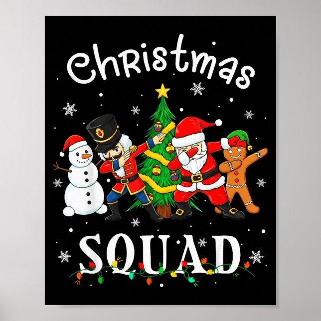 Christmas Squad Santa Dabbing Elf Family Matching  Poster (Front)