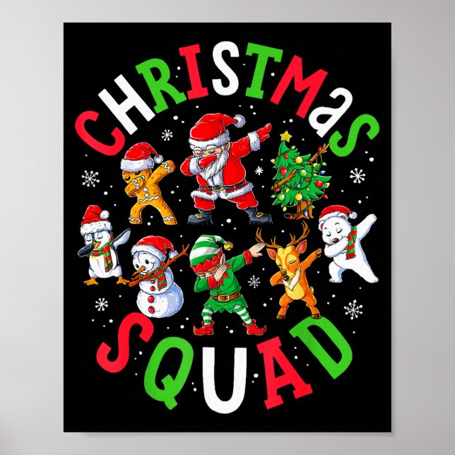 Christmas Squad Santa Dabbing Elf Family Matching  Poster (Front)