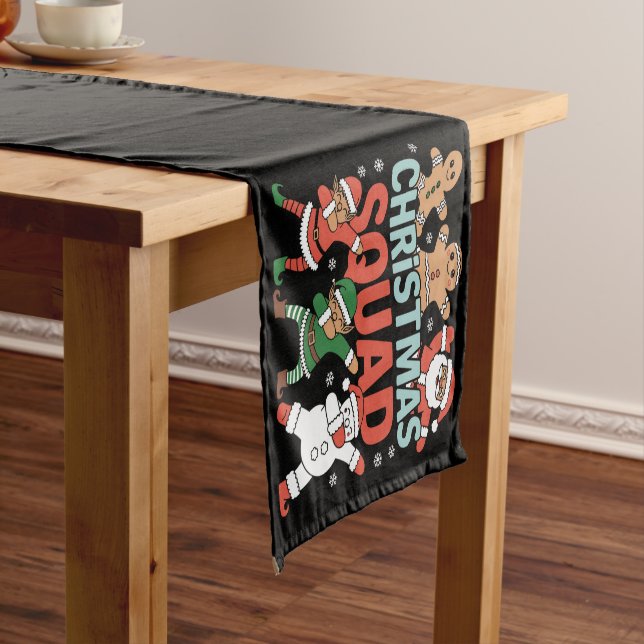 Christmas Squad Santa Dabbing Elf Family Matching  Short Table Runner (In Situ)