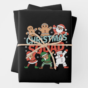 Christmas Squad Santa Dabbing Elf Family Matching  Wrapping Paper Sheets