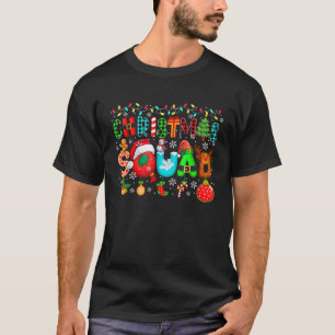 Christmas Squad Santa Elf Reindeer Colorful Lights T-Shirt