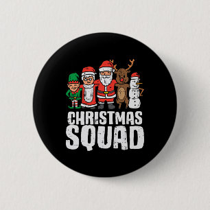 Christmas Squad Santa Elf Xmas Family Kids Boys  Button