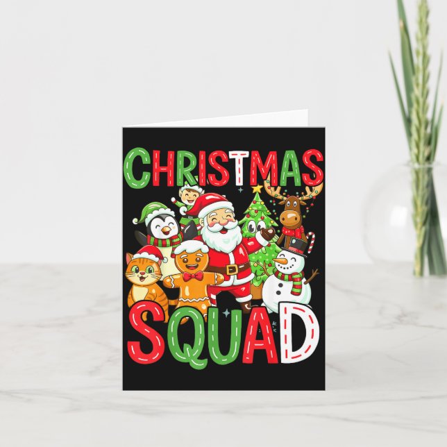 Christmas Squad Santa Family Matching Xmas  Card (Front)