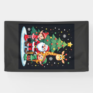 Christmas Squad Santa Giraffe Elf Dabbing Matching Banner