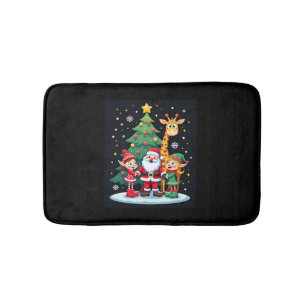Christmas Squad Santa Giraffe Elf Dabbing Matching Bath Mat