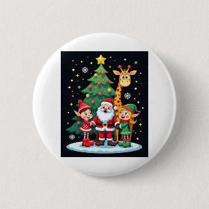 Christmas Squad Santa Giraffe Elf Dabbing Matching Button
