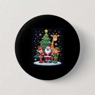 Christmas Squad Santa Giraffe Elf Dabbing Matching Button