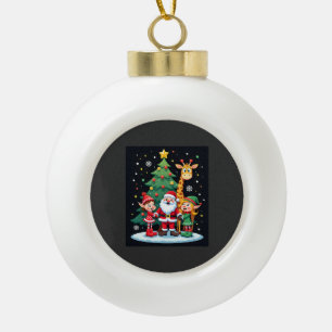 Christmas Squad Santa Giraffe Elf Dabbing Matching Ceramic Ball Christmas Ornament