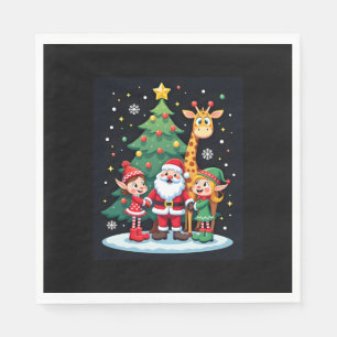 Christmas Squad Santa Giraffe Elf Dabbing Matching Napkins