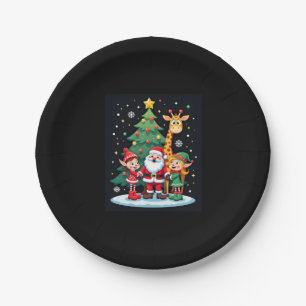 Christmas Squad Santa Giraffe Elf Dabbing Matching Paper Plates