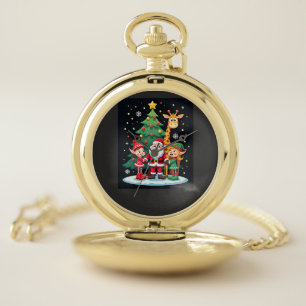 Christmas Squad Santa Giraffe Elf Dabbing Matching Pocket Watch