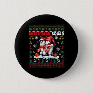 Christmas Squad Santa Gnome Riding Llama Reindeer Button