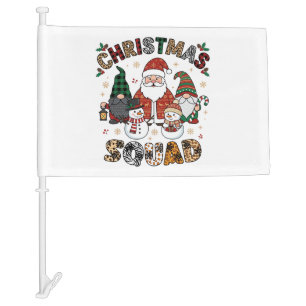 Christmas Squad Santa Gnomes Snowmen Leopard Zebra Car Flag