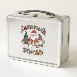 Christmas Squad Santa Gnomes Snowmen Leopard Zebra Metal Lunch Box