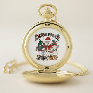 Christmas Squad Santa Gnomes Snowmen Leopard Zebra Pocket Watch