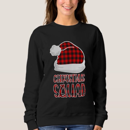 Christmas Squad Santa Hat Buffalo Red Plaid Matchi Sweatshirt