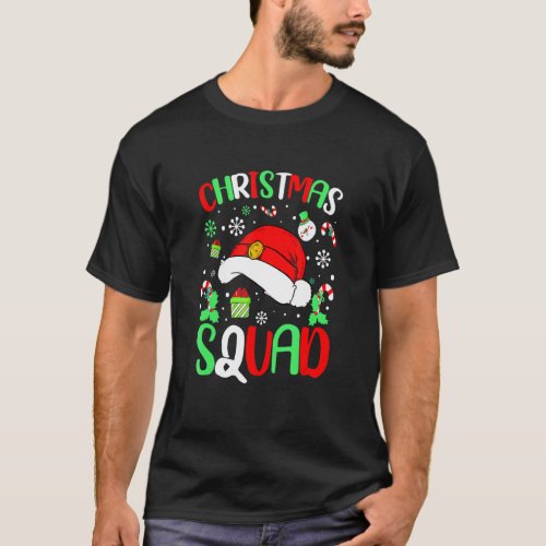 Christmas Squad Santa Hat Family Matching Pajama T_Shirt