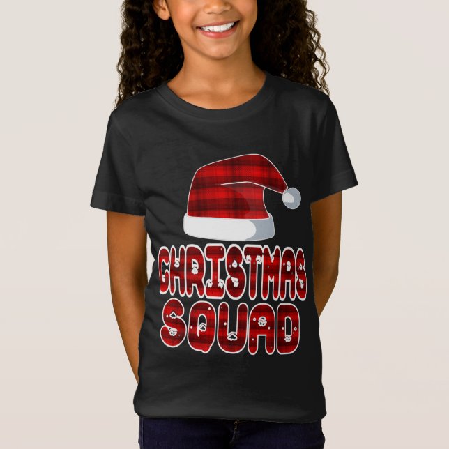 Christmas Squad Santa Red Plaid Claus Xmas Pajama  T-Shirt (Front)